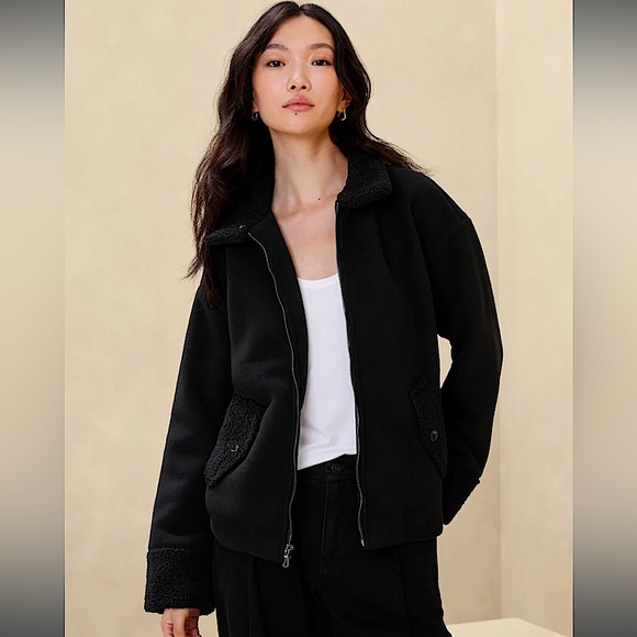 Sherpa Bomber Jacket/XL/Black - Picture 1 of 3